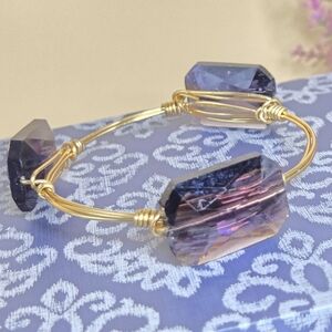 Purple Bracelet Gold Tone Wire